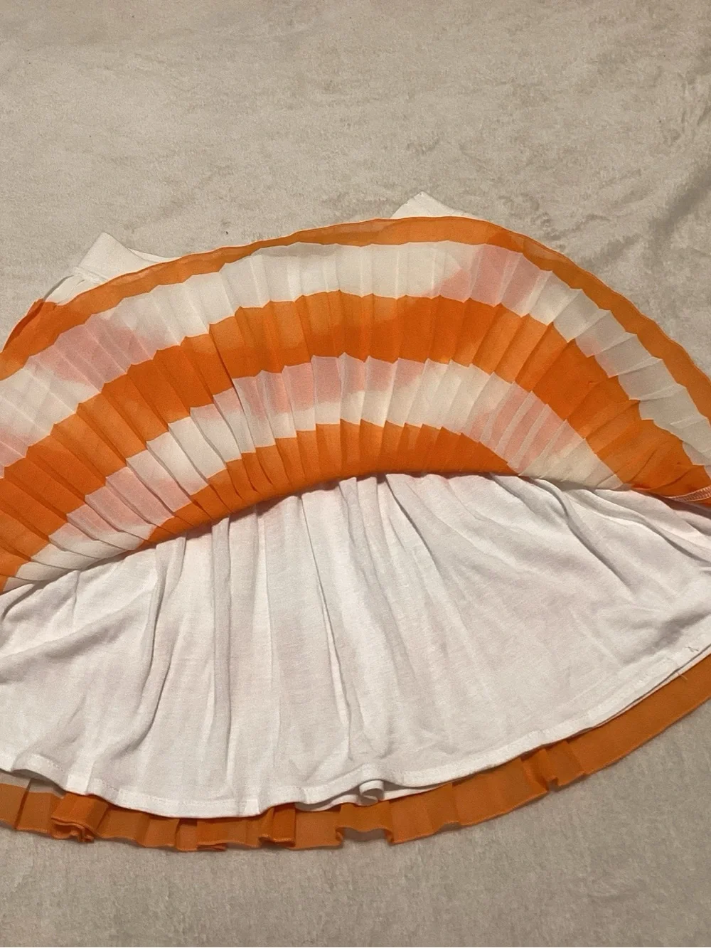 MonnaLisa Orange and White Striped Pleated Skirt